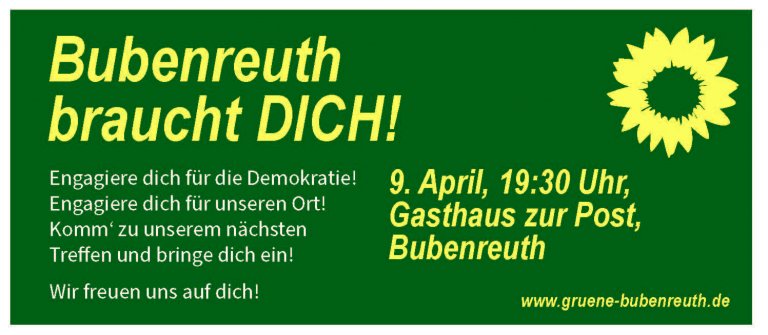 Monatstreffen April Bündnis 90_Grüne Ortsverband Bubenreuth