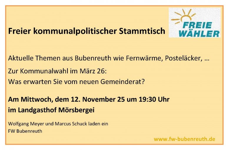 Freier kommunalpolitischer Stammtisch