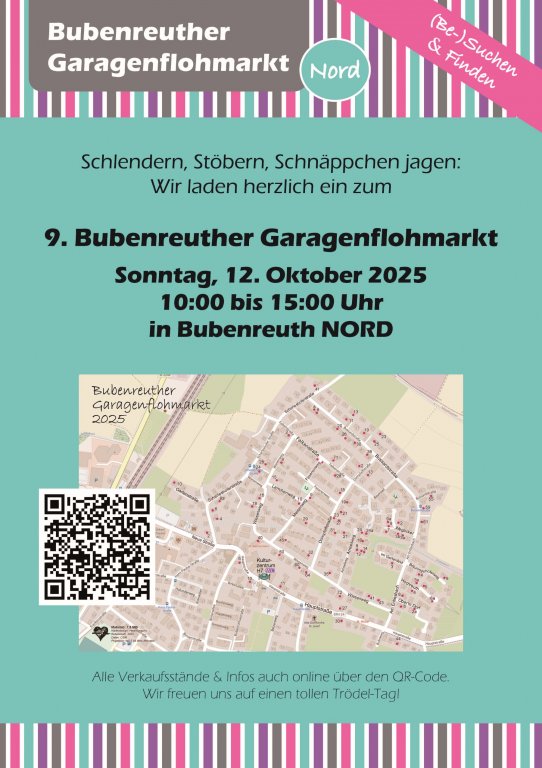 Garagenflohmarkt Bubenreuth Nord - 12.Oktober 2025 - Plakat