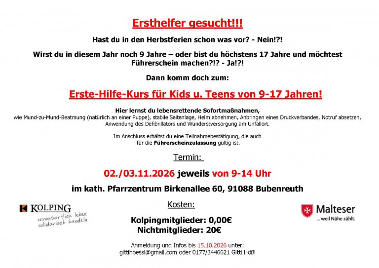 Erste-Hilfe-Kurs für Kids und Teens